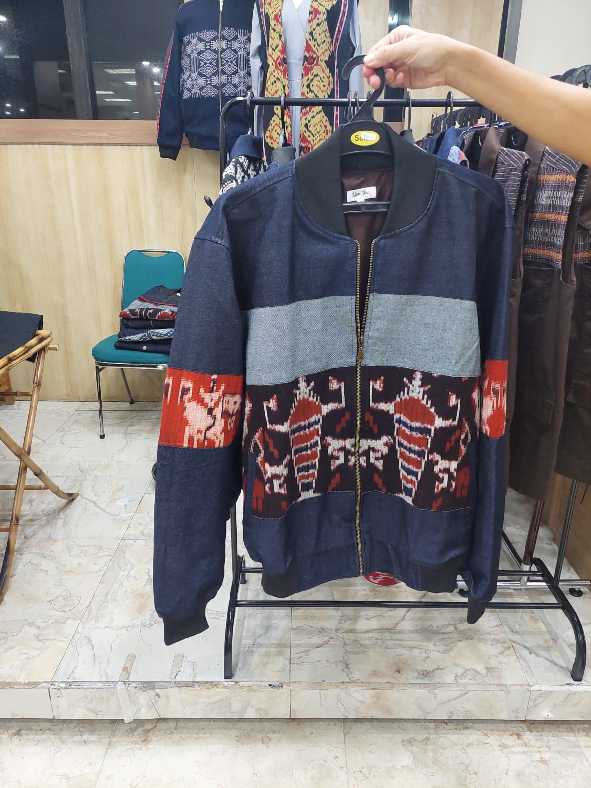 Middle Chest Ethnic List Bomber Jacket